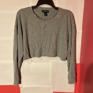 Waffle Textured Long Sleeve Crop Tee